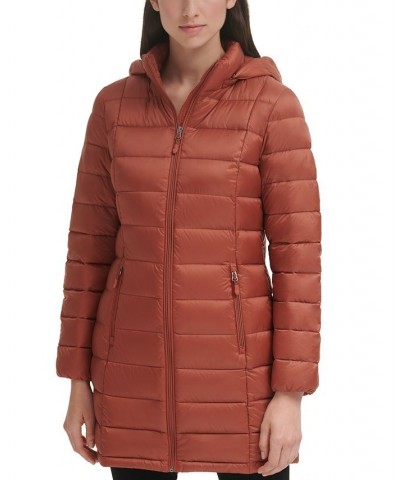 Women's Packable Hooded Down Puffer Coat Terracotta $28.20 Coats