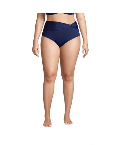 Women's Plus Size Twist Front Retro High Waisted Bikini Swim Bottoms Turquoise $33.98 Swimsuits