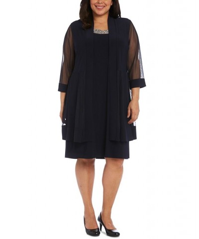 Plus Size Shift Dress and Jacket Blue $49.05 Dresses