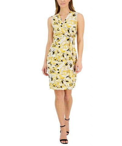 Women's Signature Floral-Print Sleeveless Wrap-Style Dress Butterscotch Multi $49.50 Dresses