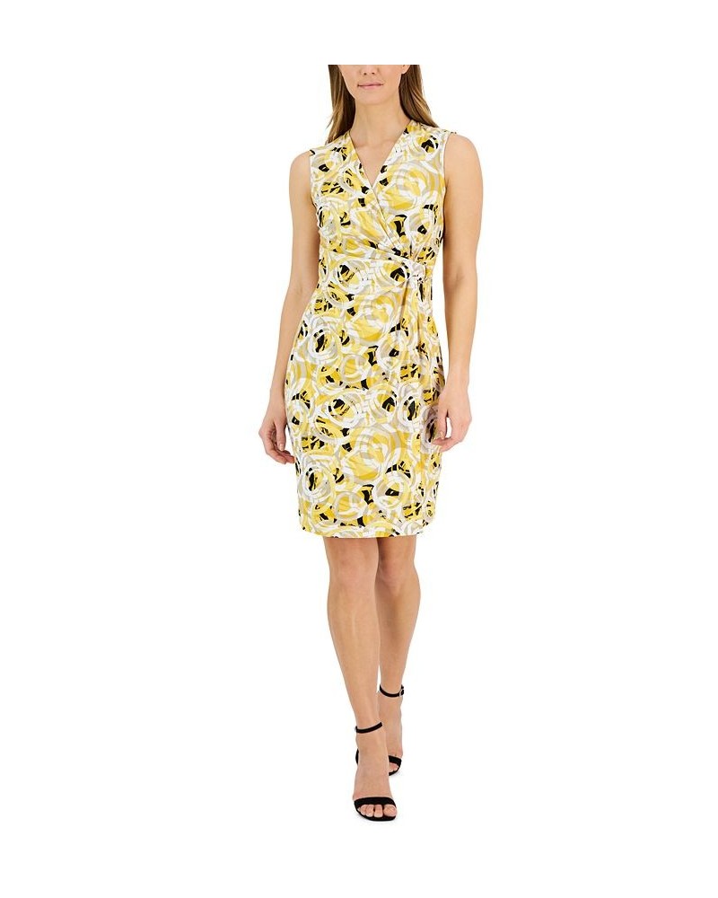 Women's Signature Floral-Print Sleeveless Wrap-Style Dress Butterscotch Multi $49.50 Dresses