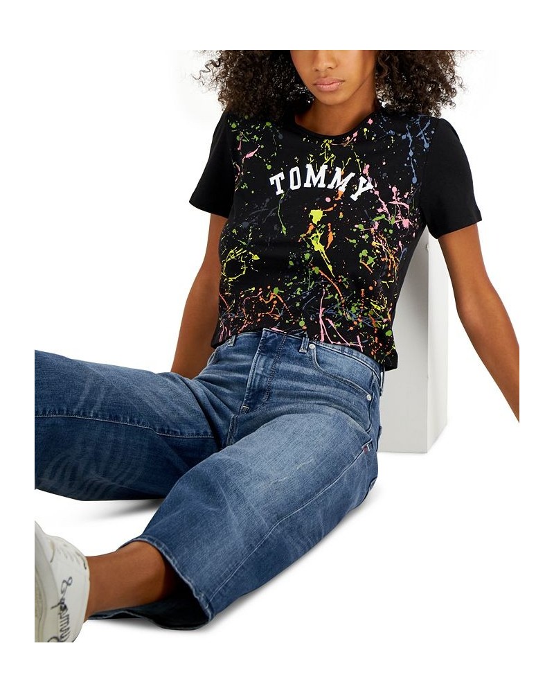 Women's Paint-Splatter T-Shirt Black $18.50 Tops