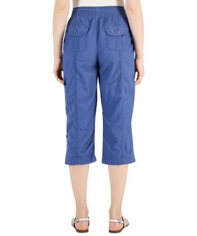 Women's Solid Cropped Cargo Pants Harbor Blue $20.90 Pants