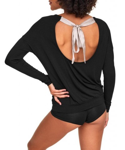 Lyanna Women's Pajama Top & Short Pajama Set Black $30.57 Sleepwear