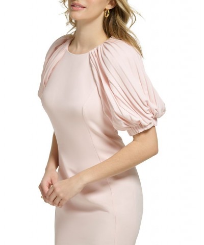 Women's Pleated Puff-Sleeve Sheath Dress Petal $56.16 Dresses