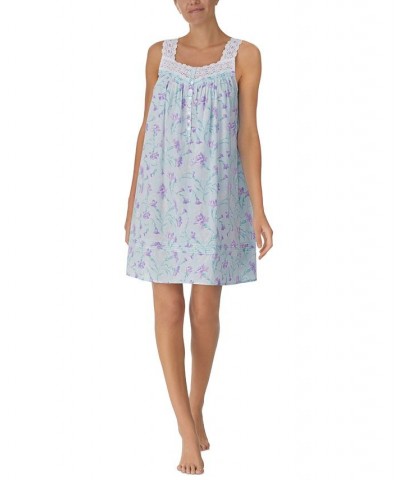 Woven Cotton Lawn Sleeveless Short S/L 36" Chemise Sage Floral $33.60 Sleepwear