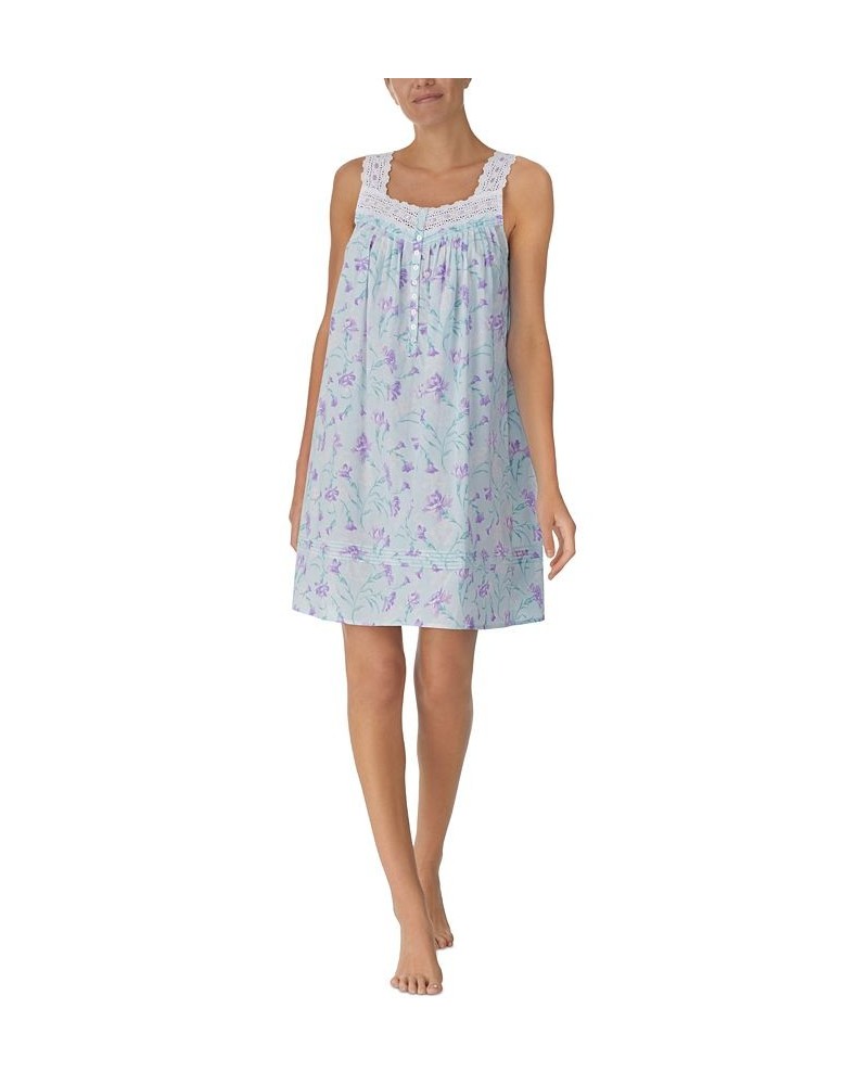 Woven Cotton Lawn Sleeveless Short S/L 36" Chemise Sage Floral $33.60 Sleepwear