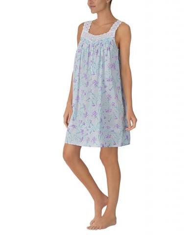 Woven Cotton Lawn Sleeveless Short S/L 36" Chemise Sage Floral $33.60 Sleepwear