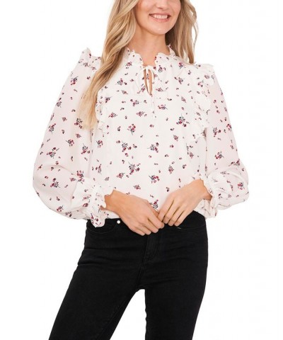 Women's Long Sleeve Blouse with Eyelet Trim New Ivory $48.95 Tops