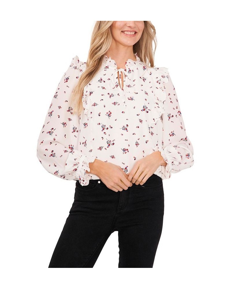 Women's Long Sleeve Blouse with Eyelet Trim New Ivory $48.95 Tops