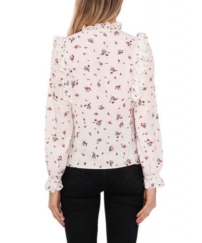 Women's Long Sleeve Blouse with Eyelet Trim New Ivory $48.95 Tops