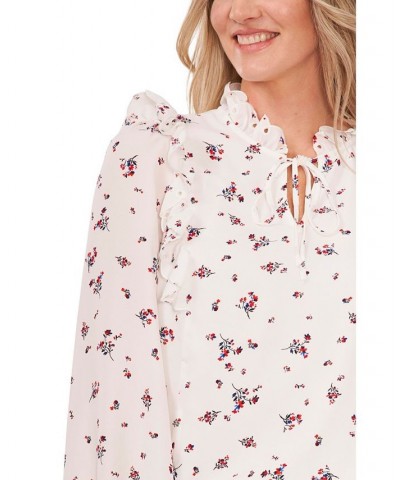 Women's Long Sleeve Blouse with Eyelet Trim New Ivory $48.95 Tops