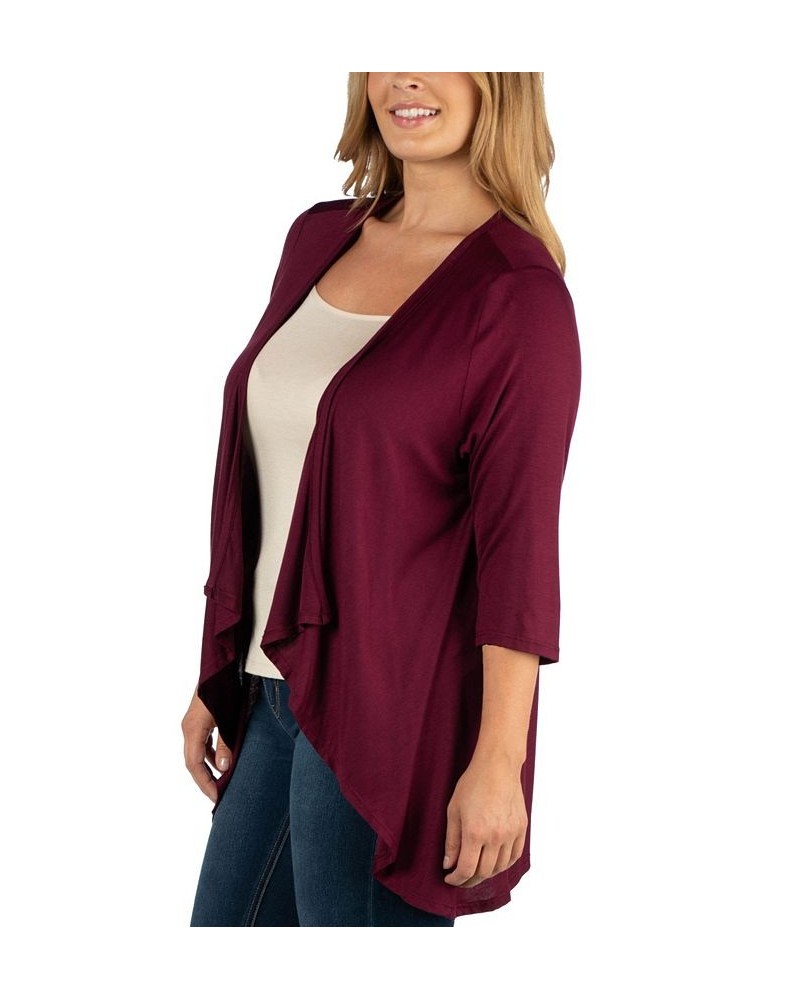 Elbow Length Sleeve Plus Size Open Cardigan Navy $34.30 Sweaters