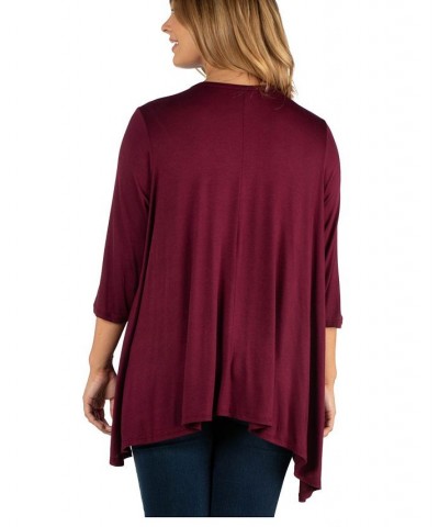 Elbow Length Sleeve Plus Size Open Cardigan Navy $34.30 Sweaters