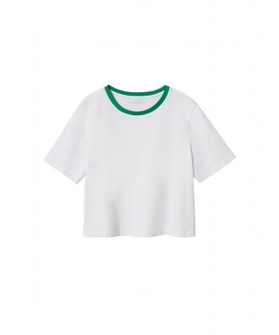 Women's Short-Sleeved Cotton T-shirt White $15.59 Tops