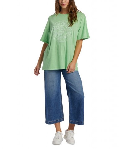 Juniors' Circle Time Oversized Cotton Graphic T-Shirt Absinthe Green $29.50 Tops