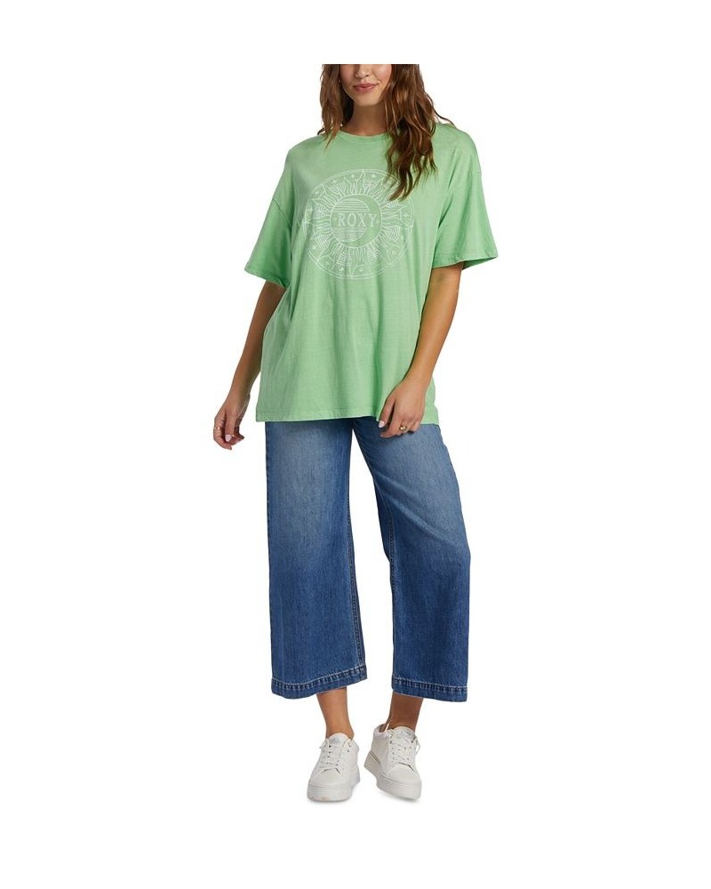 Juniors' Circle Time Oversized Cotton Graphic T-Shirt Absinthe Green $29.50 Tops