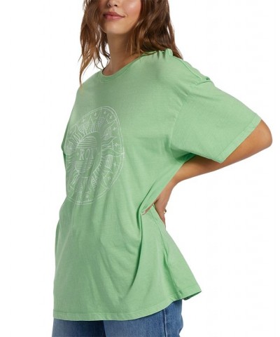 Juniors' Circle Time Oversized Cotton Graphic T-Shirt Absinthe Green $29.50 Tops