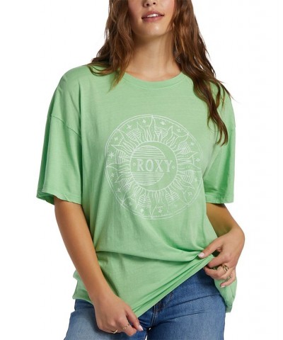 Juniors' Circle Time Oversized Cotton Graphic T-Shirt Absinthe Green $29.50 Tops