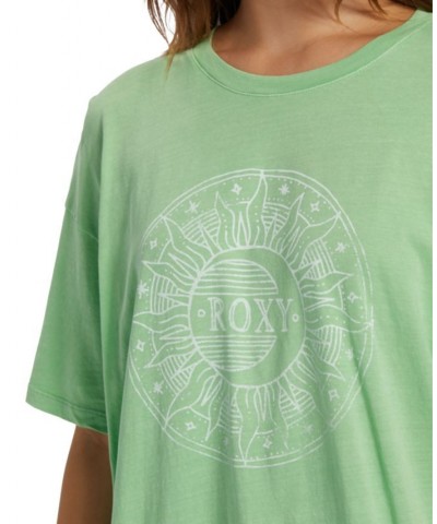 Juniors' Circle Time Oversized Cotton Graphic T-Shirt Absinthe Green $29.50 Tops