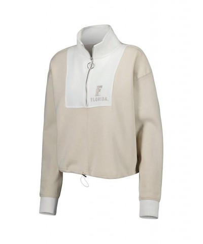 Women's Tan White Florida Gators Color-Block Quarter-Zip Jacket Tan, White $38.25 Jackets