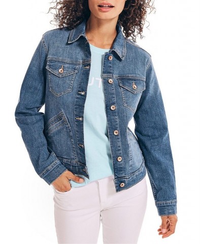 Women's True Flex Utility Denim Jacket Blue Wash $24.09 Jackets