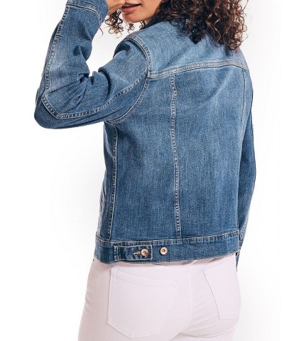 Women's True Flex Utility Denim Jacket Blue Wash $24.09 Jackets