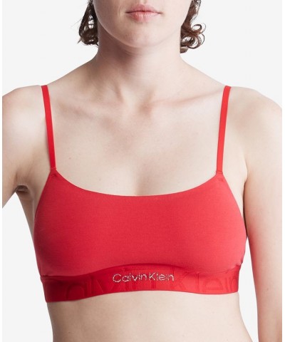 Women's Embossed Icon Holiday Unlined Bralette QF7052 Exact Red $12.04 Bras