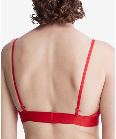 Women's Embossed Icon Holiday Unlined Bralette QF7052 Exact Red $12.04 Bras