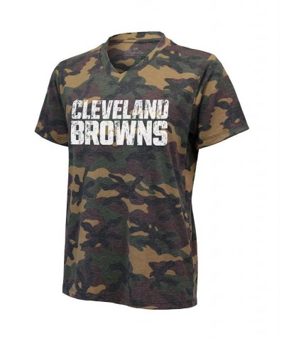 Women's Nick Chubb Camo Cleveland Browns Name and Number V-Neck T-shirt Camo $24.75 Tops