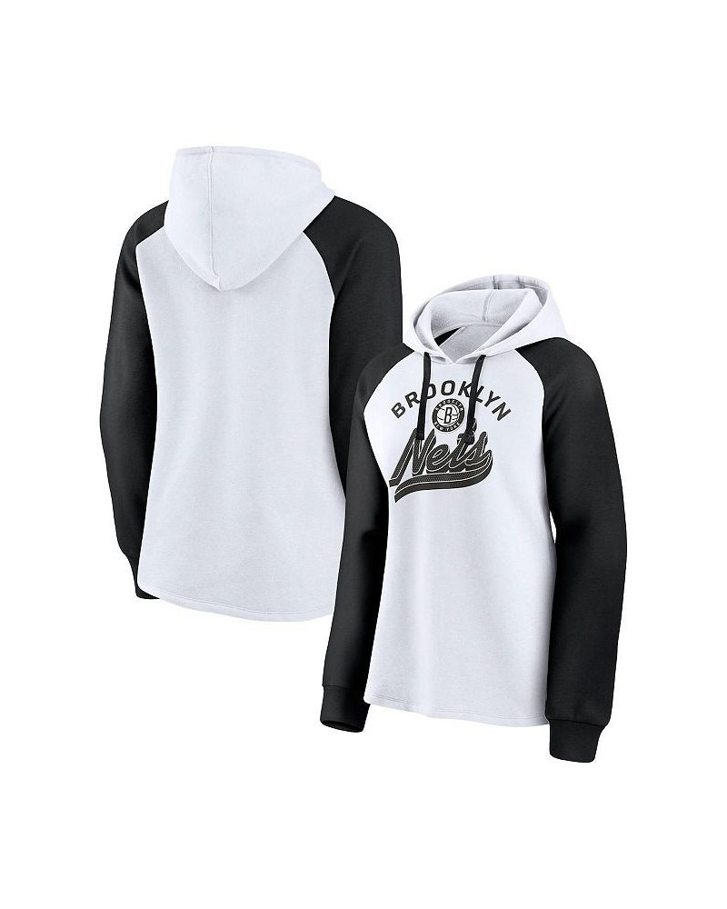 Women's Branded White and Black Brooklyn Nets Record Holder Raglan Pullover Hoodie White, Black $38.99 Sweatshirts