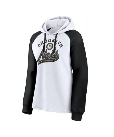 Women's Branded White and Black Brooklyn Nets Record Holder Raglan Pullover Hoodie White, Black $38.99 Sweatshirts