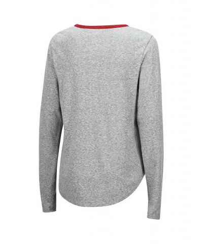 Women's Heathered Gray Nebraska Huskers Sundial Tri-Blend Long Sleeve Lace-Up T-shirt Heathered Gray $26.99 Tops