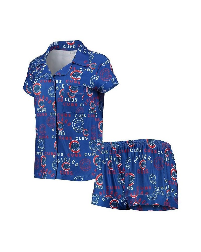 Women's Royal Chicago Cubs Flagship Allover Print Top and Shorts Sleep Set Royal $24.20 Pajama