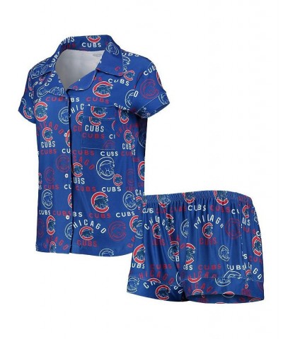 Women's Royal Chicago Cubs Flagship Allover Print Top and Shorts Sleep Set Royal $24.20 Pajama