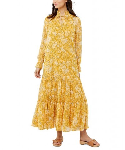 Floral Crinkle Chiffon Maxi Maternity Dress Yellow $56.00 Dresses