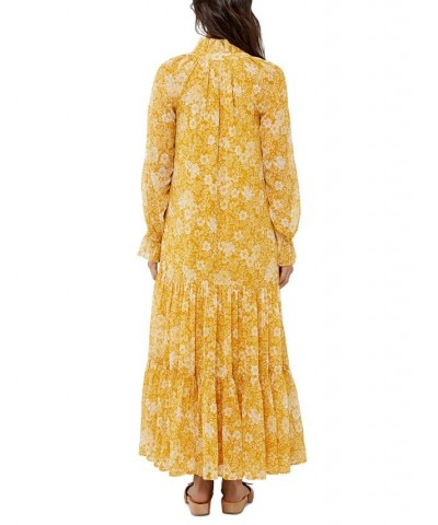 Floral Crinkle Chiffon Maxi Maternity Dress Yellow $56.00 Dresses