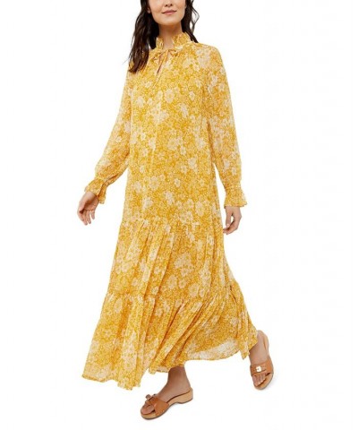 Floral Crinkle Chiffon Maxi Maternity Dress Yellow $56.00 Dresses