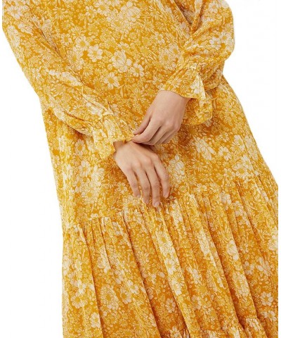 Floral Crinkle Chiffon Maxi Maternity Dress Yellow $56.00 Dresses