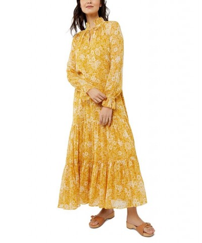 Floral Crinkle Chiffon Maxi Maternity Dress Yellow $56.00 Dresses