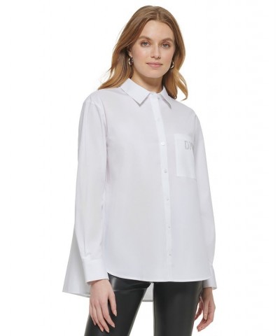 Women's Oversized Button-Front Shirt White $39.60 Tops