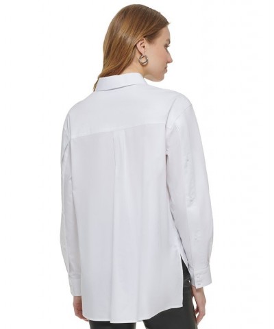 Women's Oversized Button-Front Shirt White $39.60 Tops