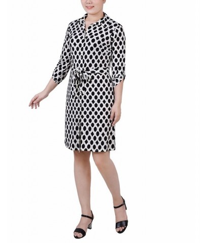 Petite 3/4-Sleeve Printed Shirt Dress Circles and Diamonds $15.17 Dresses