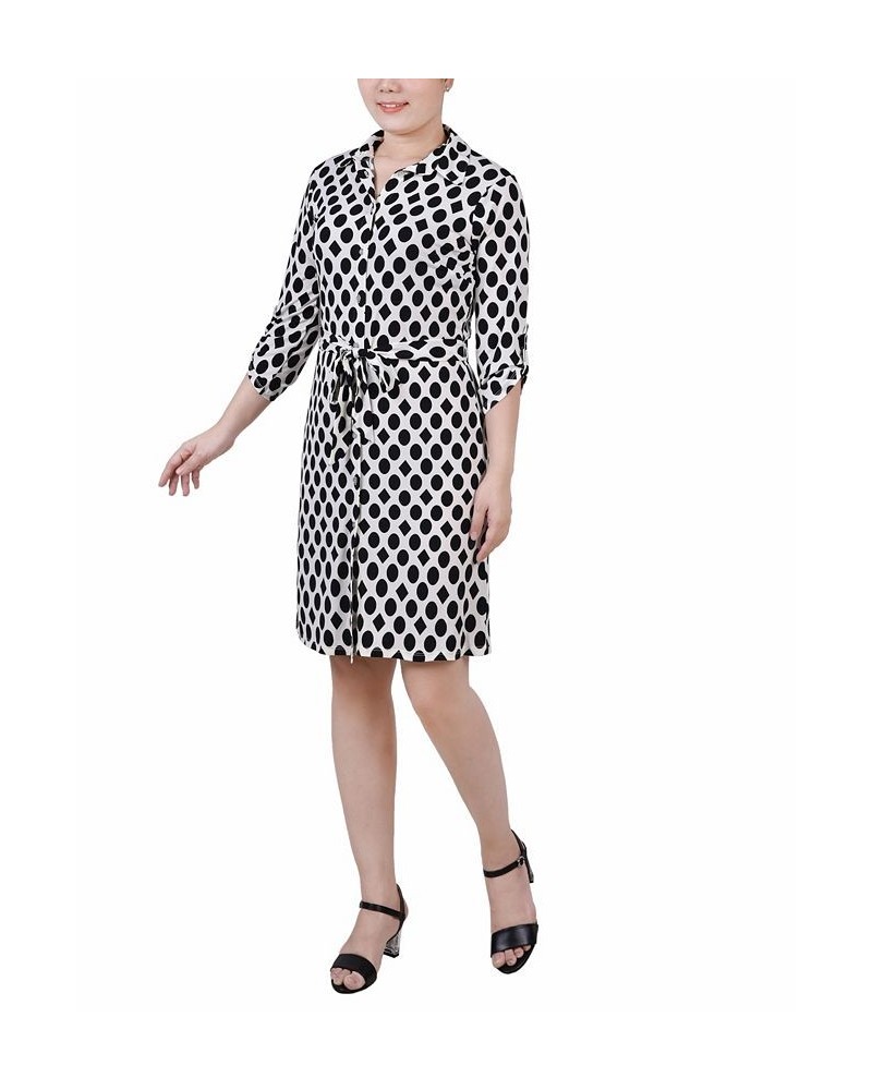 Petite 3/4-Sleeve Printed Shirt Dress Circles and Diamonds $15.17 Dresses