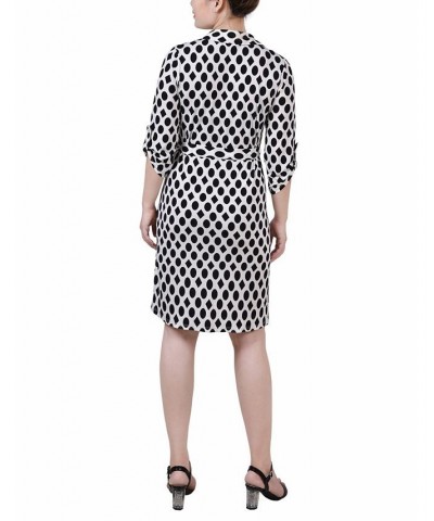 Petite 3/4-Sleeve Printed Shirt Dress Circles and Diamonds $15.17 Dresses