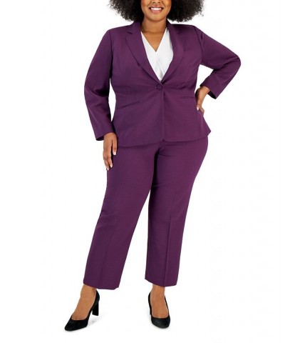 Women's Notched-Lapel Blazer Pants Suit Plum $54.40 Suits