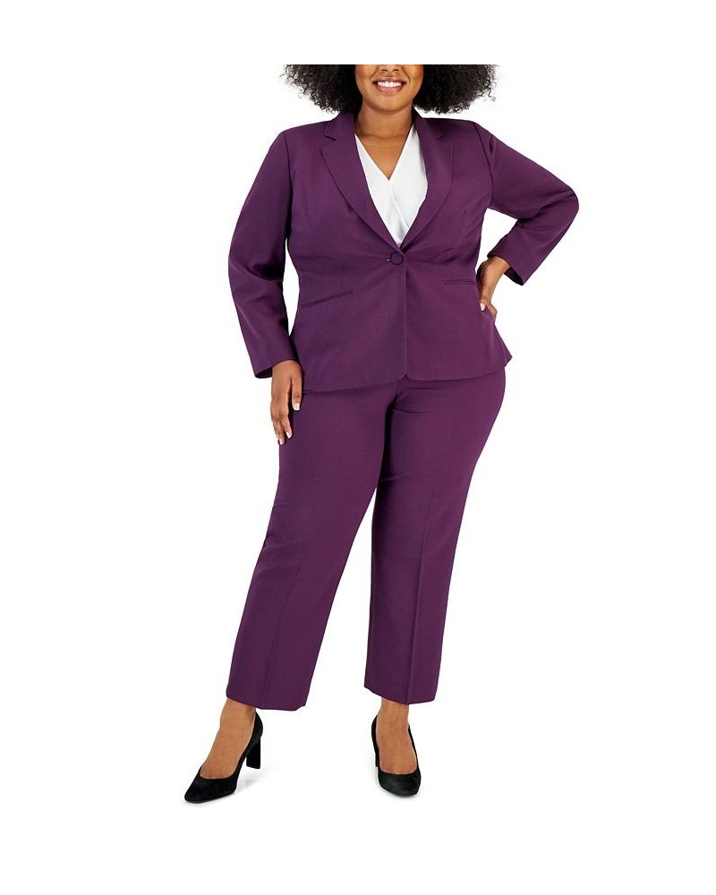 Women's Notched-Lapel Blazer Pants Suit Plum $54.40 Suits