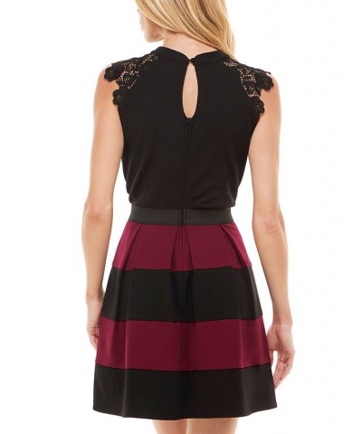 Juniors' Lace-Trim Fit & Flare Dress Black/wine $27.73 Dresses