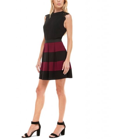 Juniors' Lace-Trim Fit & Flare Dress Black/wine $27.73 Dresses