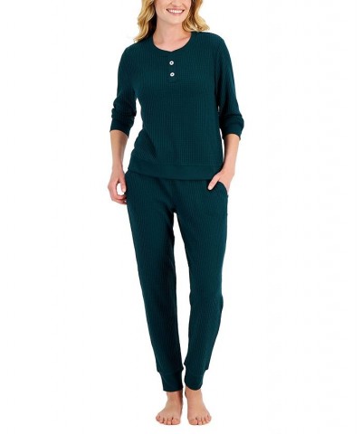 Thermal Henley Pajama Set Green $15.12 Sleepwear